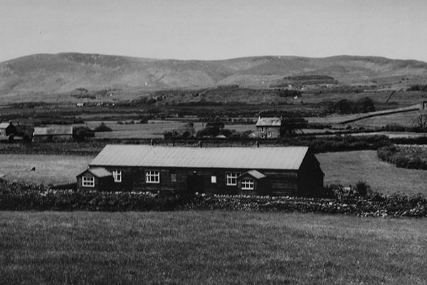 Historic photo of Grizebeck Village Hall dated 1944