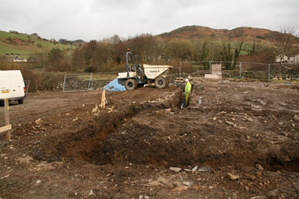 Foundations being dug for the new The Community Hall Grizebeck during the rebuild, 13th November 2010