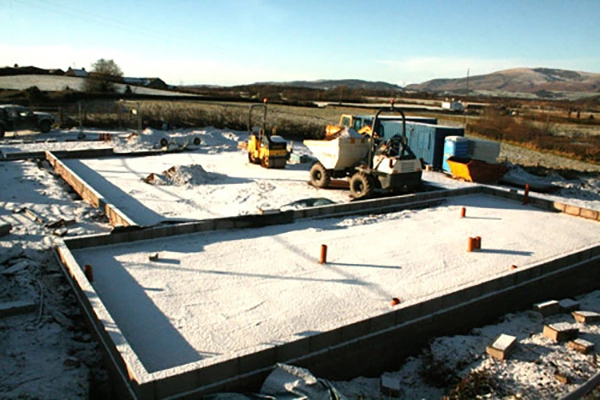 Foundations being laid for the new The Community Hall Grizebeck during the rebuild, 27th November 2010