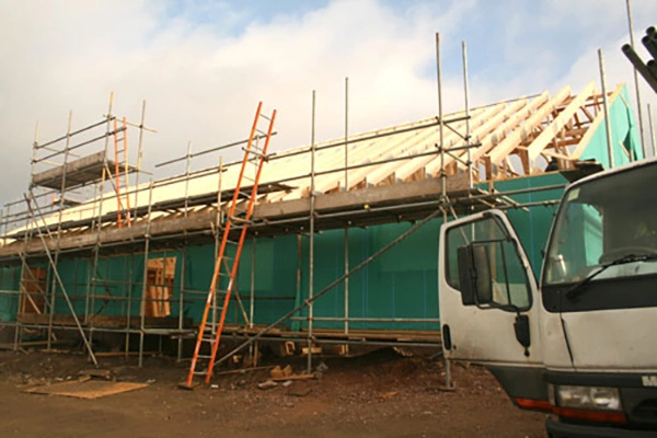 Exterior construction of the new The Community Hall Grizebeck on 7th February 2011