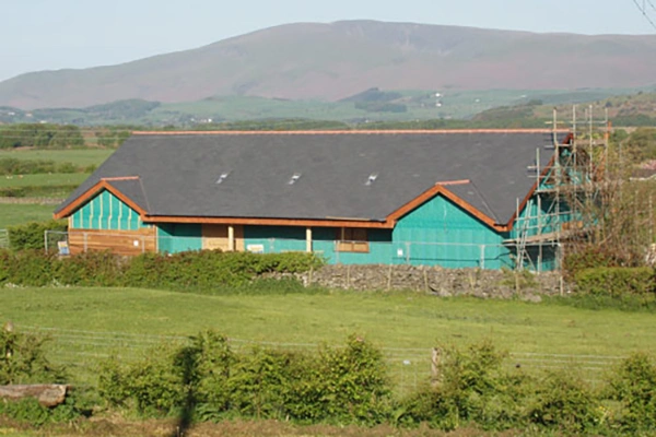 Exterior construction of the new The Community Hall Grizebeck on 27 April 2011