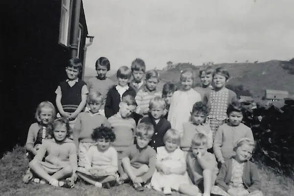 Grizebeck children outside the old village hall (date unknown)