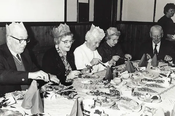 Old folks Christmas meal at Grizebeck village hall (date unknown, The News copyright)